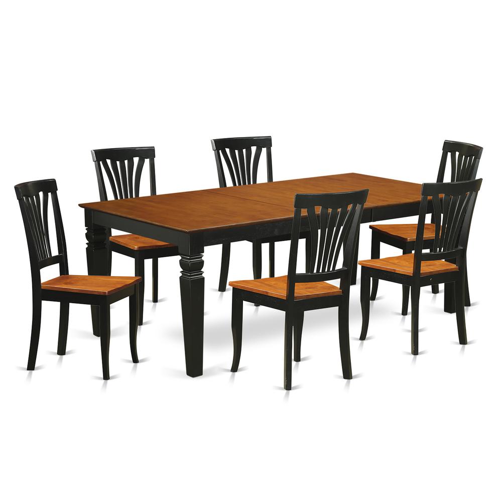 7 Pc Dinette Set With A Table And 6 Dining Chairs In Black And Cherry By East West Furniture | Dining Sets | Modishstore - 2