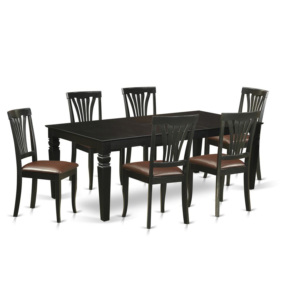 7 Pc Dining Room Set With A Dining Table And 6 Leather Dining Chairs In Black By East West Furniture | Dining Sets | Modishstore - 2