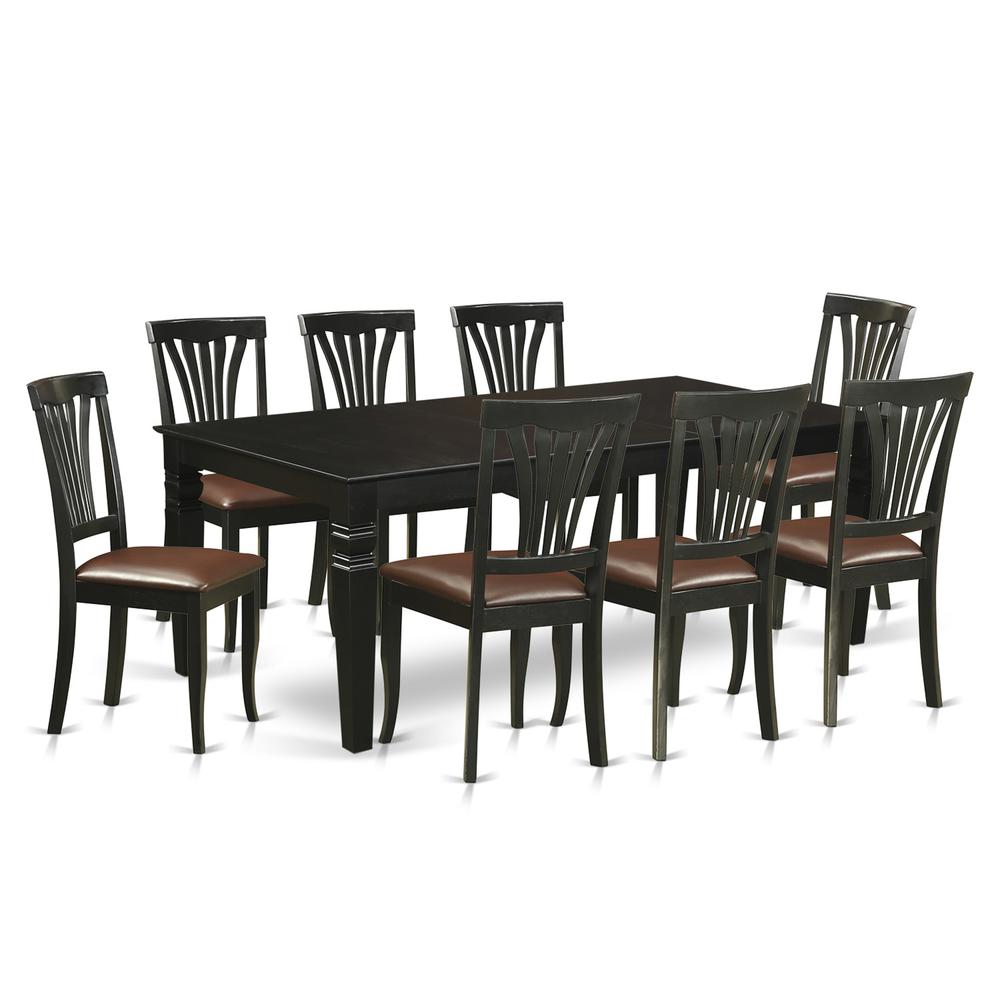 9 Pc Dinette Set With A Kitchen Table And 8 Leather Dining Chairs In Black By East West Furniture | Dining Sets | Modishstore - 2