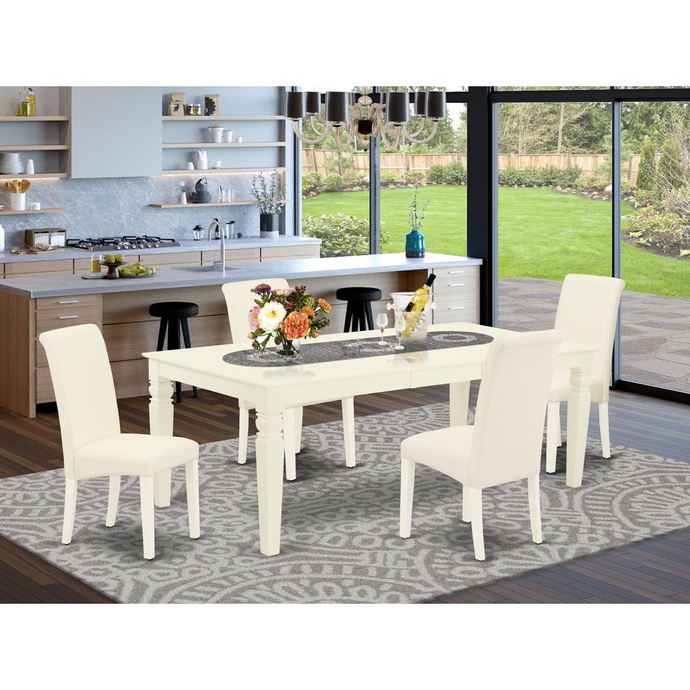 Dining Room Set Linen White LGBA5-LWH-01 By East West Furniture | Dining Sets | Modishstore