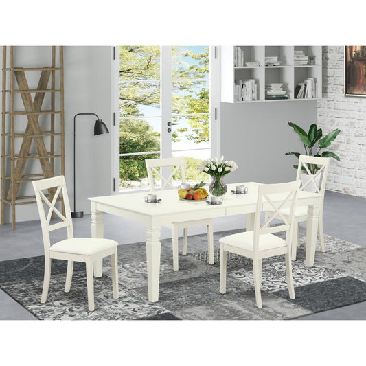Dining Room Set Linen White LGBO5-LWH-LC By East West Furniture | Dining Sets | Modishstore