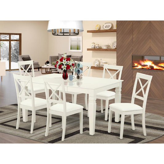 Dining Room Set Linen White LGBO7-LWH-LC By East West Furniture | Dining Sets | Modishstore