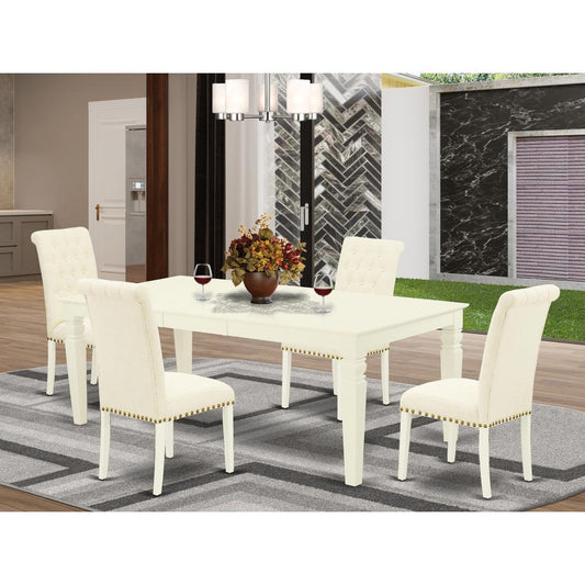 Dining Room Set Linen White LGBR5 - LWH - 02 By East West Furniture | Dining Sets | Modishstore