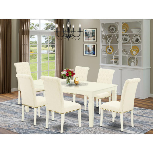 Dining Room Set Linen White LGBR7 - LWH - 02 By East West Furniture | Dining Sets | Modishstore
