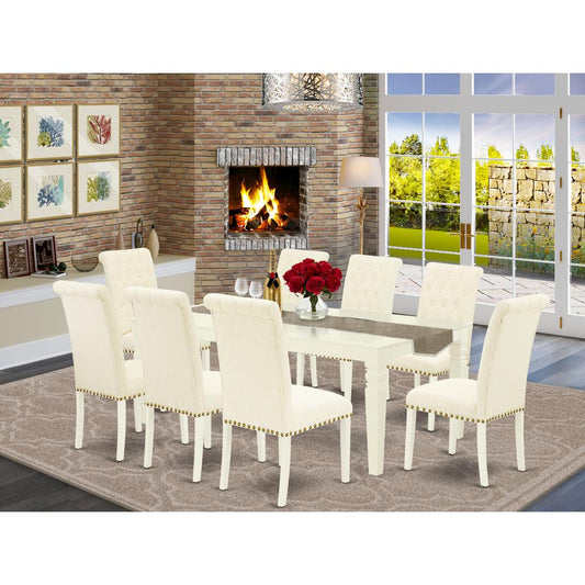 Dining Room Set Linen White LGBR9 - LWH - 02 By East West Furniture | Dining Sets | Modishstore