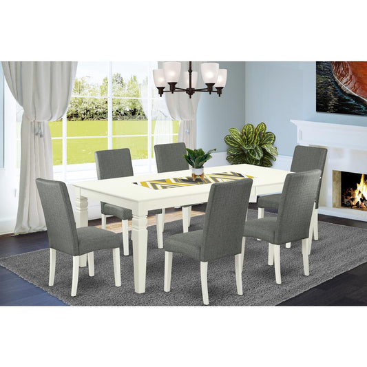 Dining Room Set Linen White LGDR7 - LWH - 07 By East West Furniture | Dining Sets | Modishstore