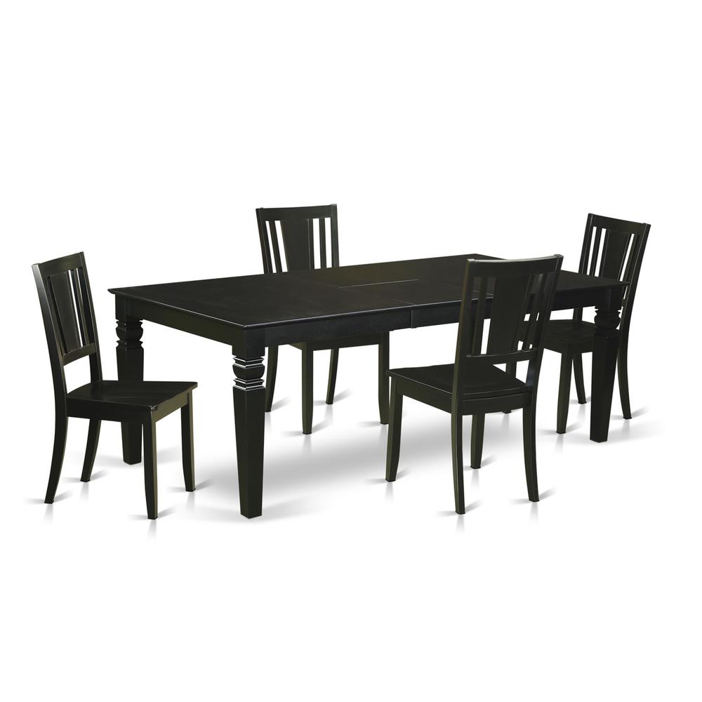 5 Pc Dining Room Set With A Dinning Table And 4 Wood Dining Chairs In Black By East West Furniture | Dining Sets | Modishstore - 2
