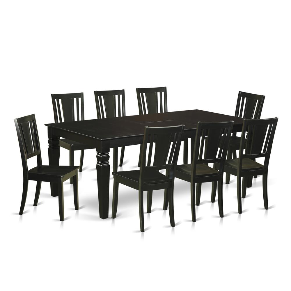 9 Pc Dinette Set With A Dinning Table And 8 Wood Kitchen Chairs In Black By East West Furniture | Dining Sets | Modishstore - 2