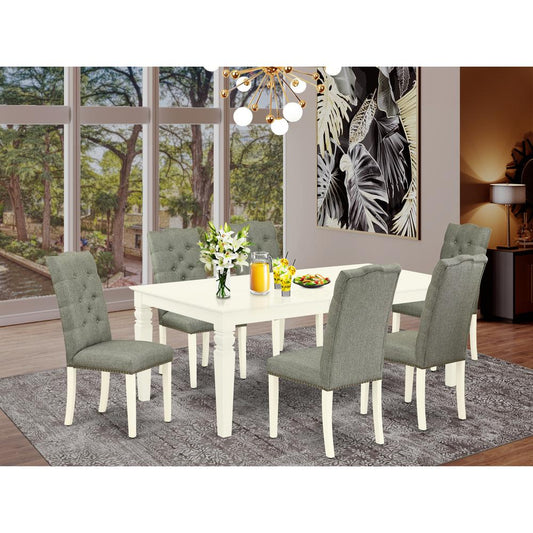 Dining Room Set Linen White LGEL7 - LWH - 07 By East West Furniture | Dining Sets | Modishstore