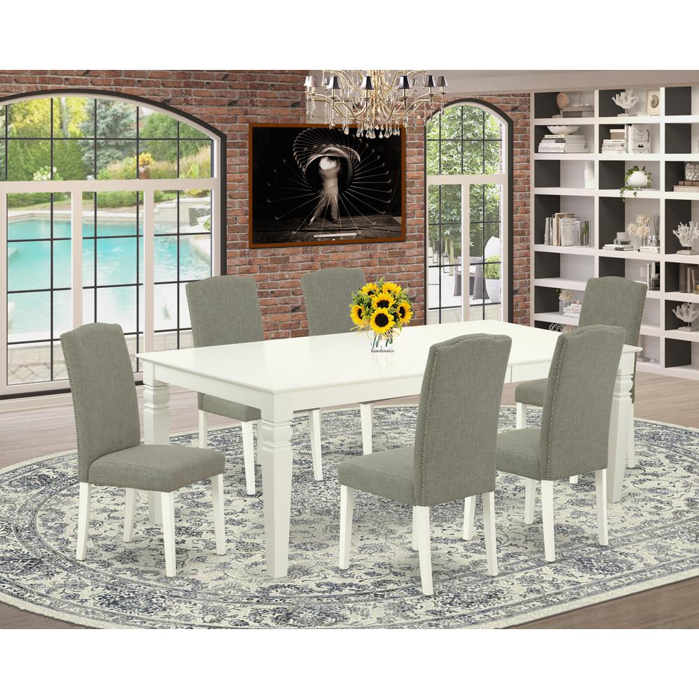 Dining Room Set Linen White LGEN7 - LWH - 06 By East West Furniture | Dining Sets | Modishstore