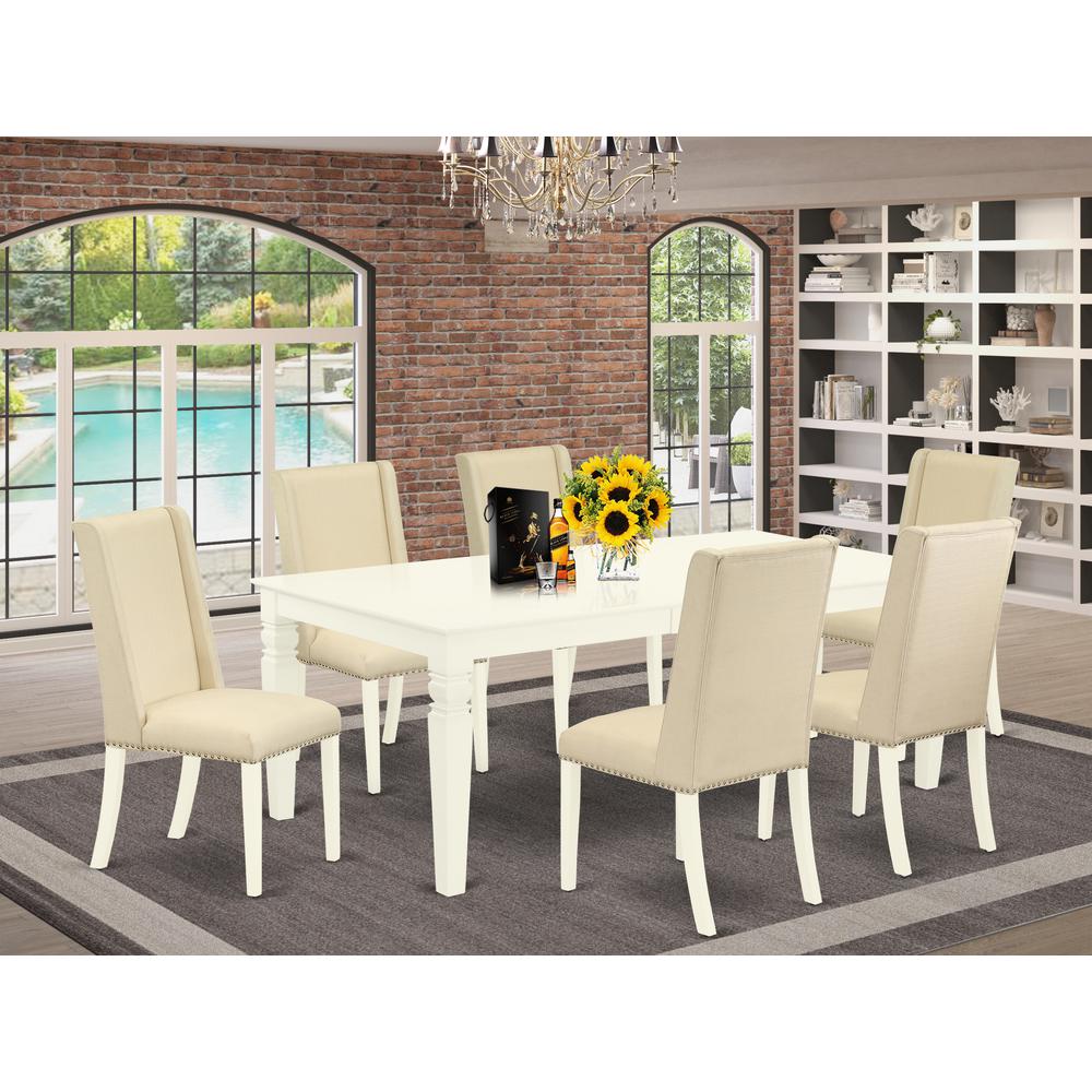 Dining Room Set Linen White LGFL7-LWH-01 By East West Furniture | Dining Sets | Modishstore