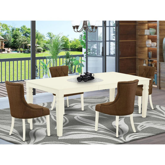 Dining Room Set Linen White LGFR5 - LWH - 18 By East West Furniture | Dining Sets | Modishstore