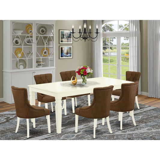 Dining Room Set Linen White LGFR7 - LWH - 18 By East West Furniture | Dining Sets | Modishstore