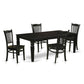 5 Pc Dining Room Set With A Dinning Table And 4 Wood Kitchen Chairs In Black By East West Furniture | Dining Sets | Modishstore - 2