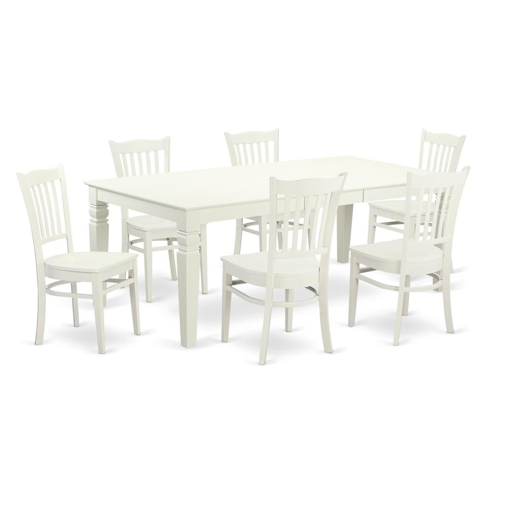 7 Pctable And Chair Set With A Dining Table And 6 Dining Chairs In Linen White By East West Furniture | Dining Sets | Modishstore - 2