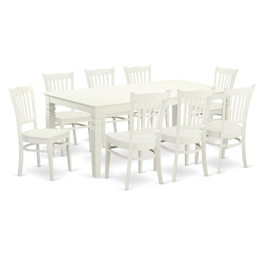 9 Pc Dinette Set With A Dining Table And 8 Kitchen Chairs In Linen White By East West Furniture | Dining Sets | Modishstore - 2