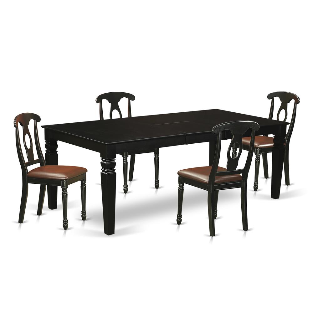 5 Pc Dining Room Set With A Kitchen Table And 4 Leather Dining Chairs In Black By East West Furniture | Dining Sets | Modishstore - 2