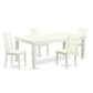5 Pc Dining Room Set With A Table And 4 Dining Chairs In Linen White By East West Furniture | Dining Sets | Modishstore - 2