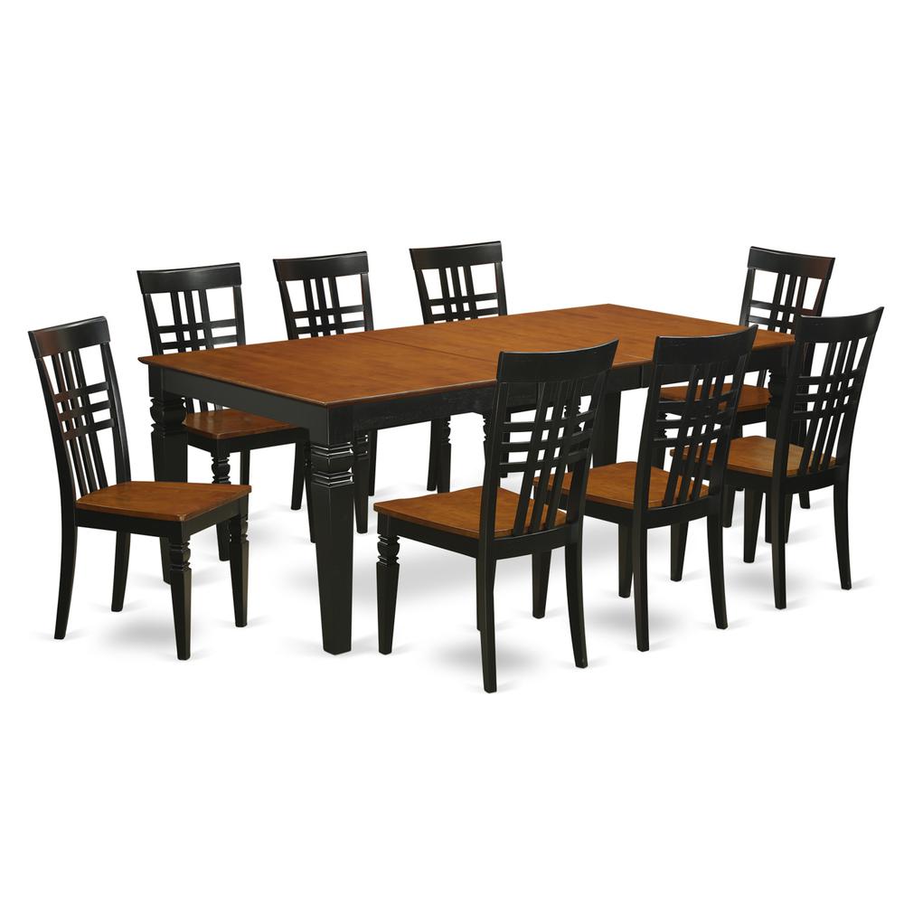 9 Pc Table And Chair Set With A Dining Table And 8 Dining Chairs In Black And Cherry By East West Furniture | Dining Sets | Modishstore - 2