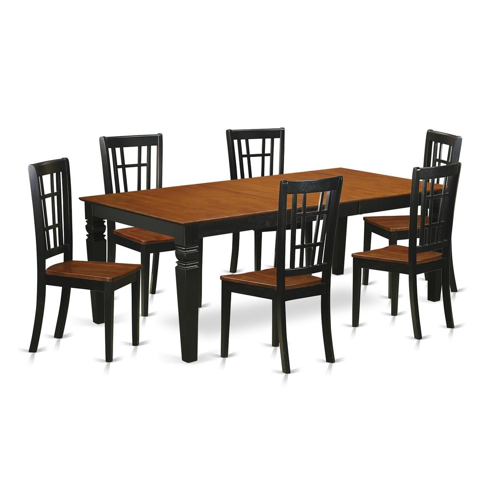 7 Pctable Set With A Dining Table And 6 Dining Chairs In Black And Cherry By East West Furniture | Dining Sets | Modishstore - 2