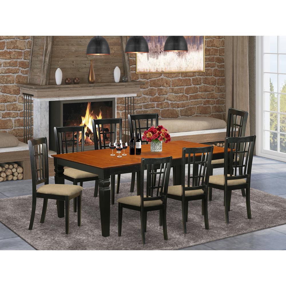 Lgni9-Bch-C 9 Pc Kitchen Table Set With A Dining Table And 8 Kitchen Chairs In Black And Cherry By East West Furniture | Dining Sets | Modishstore - 2