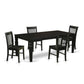 5 Pc Dinette Set With A Dinning Table And 4 Wood Dining Chairs In Black By East West Furniture | Dining Sets | Modishstore - 2