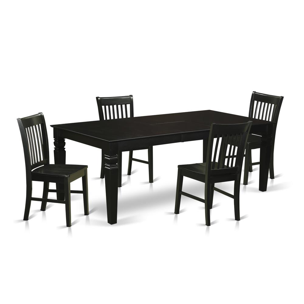 5 Pc Dinette Set With A Dinning Table And 4 Wood Dining Chairs In Black By East West Furniture | Dining Sets | Modishstore - 2