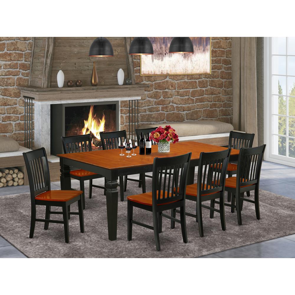 Dining Room Set Black & Cherry LGNO9-BCH-W By East West Furniture | Dining Sets | Modishstore