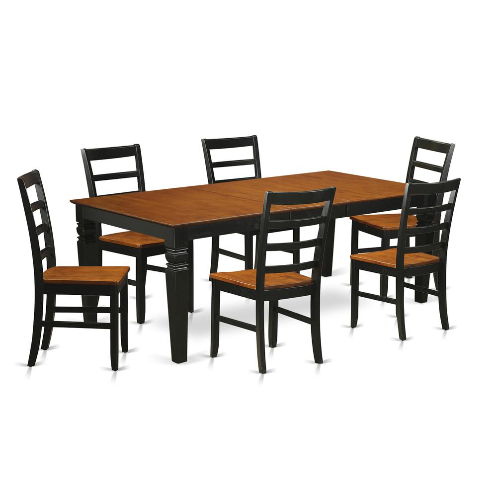 7 Pc Dinette Set With A Dining Table And 6 Kitchen Chairs In Black And Cherry By East West Furniture | Dining Sets | Modishstore - 2