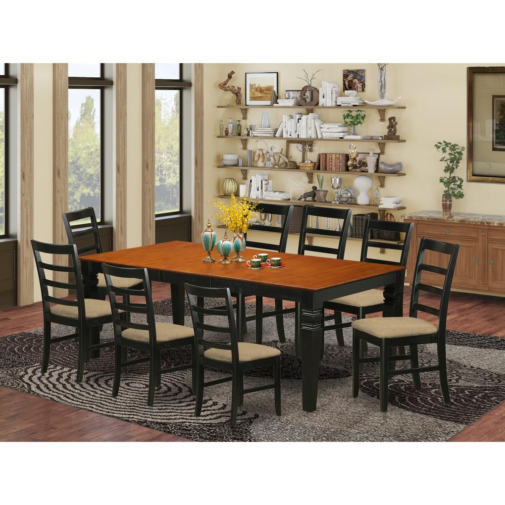 Lgpf9-Bch-C 9 Pc Table And Chair Set With A Dining Table And 8 Kitchen Chairs In Black And Cherry By East West Furniture | Dining Sets | Modishstore - 2