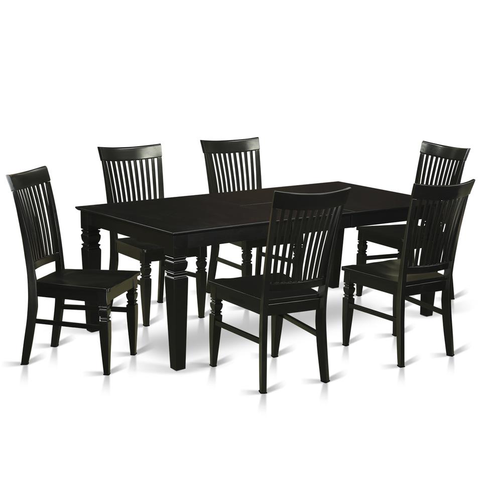 7 Pc Kitchen Table Set With A Dinning Table And 6 Wood Kitchen Chairs In Black By East West Furniture | Dining Sets | Modishstore - 2
