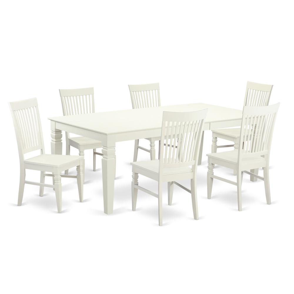 7 Pc Dining Room Set With A Table And 6 Dining Chairs In Linen White By East West Furniture | Dining Sets | Modishstore - 2