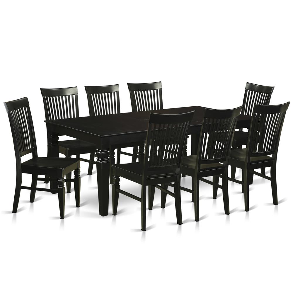 9 Pc Dining Set With A Dinning Table And 8 Wood Kitchen Chairs In Black By East West Furniture | Dining Sets | Modishstore - 2