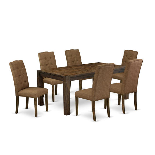 7-Pc Modern Dining Set- 6 Upholstered Dining Chairs And Dining Tables By East West Furniture | Dining Sets | Modishstore