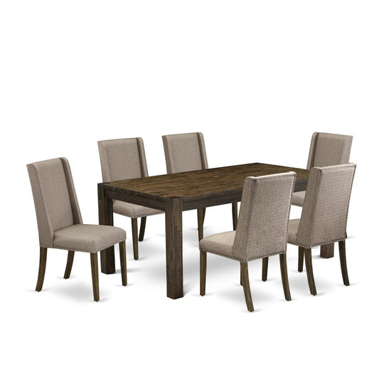 7-Pc Dining Table Set- 6 Kitchen Chairs And Dining Tables By East West Furniture | Dining Sets | Modishstore