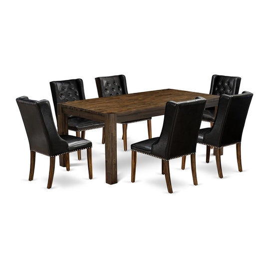 7-Piece Kitchen Dining Set Includes 1 Rectangular Dining Table And 6 Black Dining Chairs By East West Furniture | Dining Sets | Modishstore