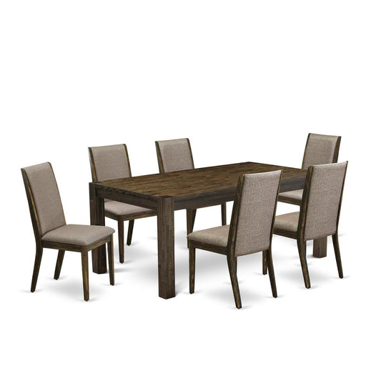 7-Piece Dinette Set- 6 Dining Padded Chairs And Dining Tables By East West Furniture | Dining Sets | Modishstore