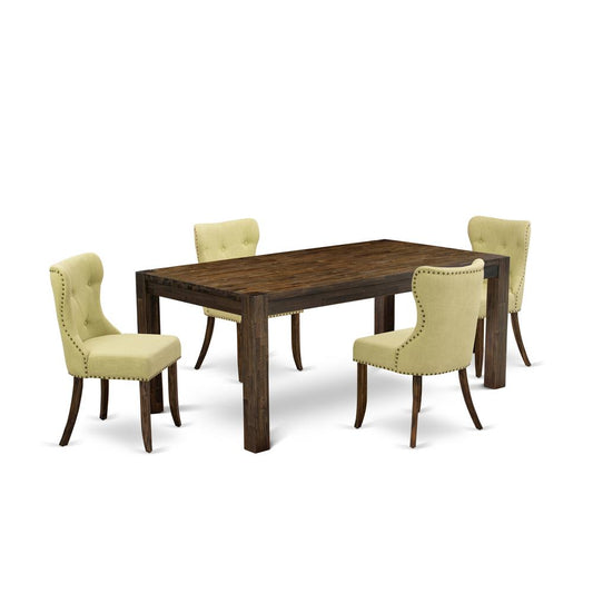 5-Piece Dining Table Set- 4 Mid Century Dining Chairs And Dining Tables By East West Furniture | Dining Sets | Modishstore