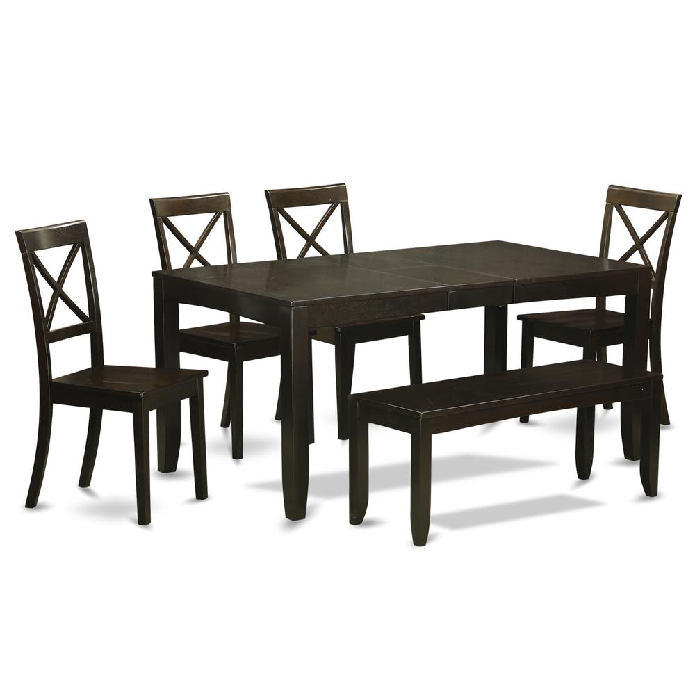 6 Pc Dining Table With Bench-Dining Table And 4 Kitchen Dining Chairs Plus Bench By East West Furniture | Dining Sets | Modishstore - 2