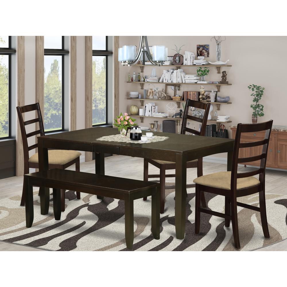 Lypf6-Cap-C 6 Pc Dining Table With Bench-Table With Leaf And 4 Dining Chairs Plus Bench By East West Furniture | Dining Sets | Modishstore - 2