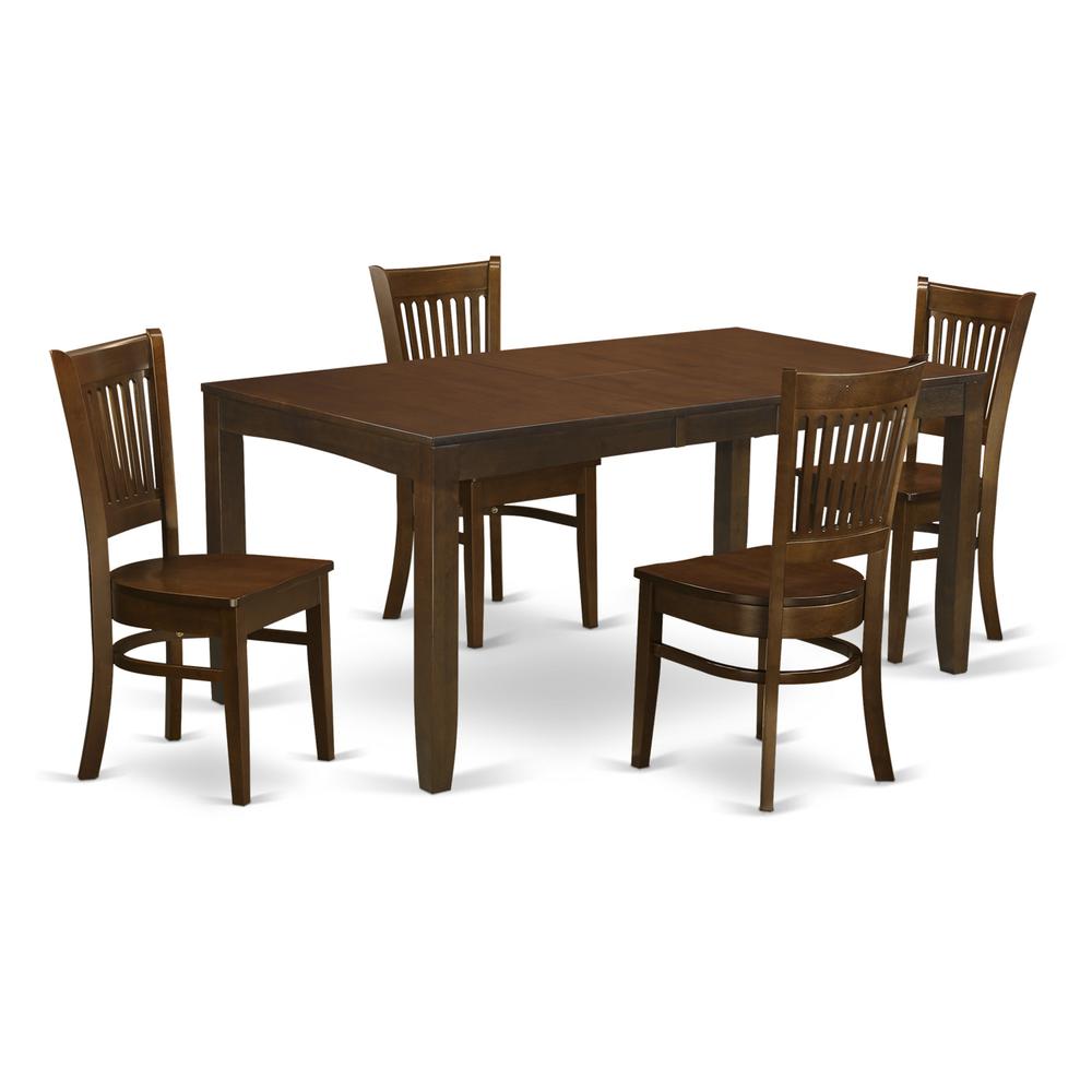 5 Pctable With A 12In Leaf And 4 Wood Kitchen Chairs By East West Furniture | Dining Sets | Modishstore - 2