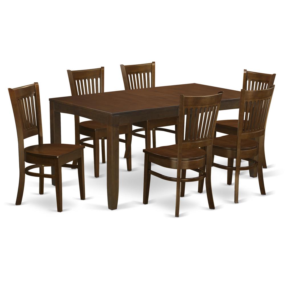7 Pc Table With A 12" Leaf And 6 Wood Chairs In Espresso . By East West Furniture | Dining Sets | Modishstore - 2