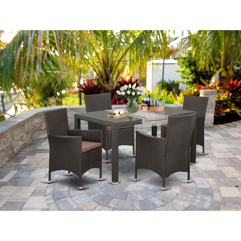 Wicker Patio Set Dark Brown MAVL5-63S By East West Furniture | Outdoor Dining Sets | Modishstore
