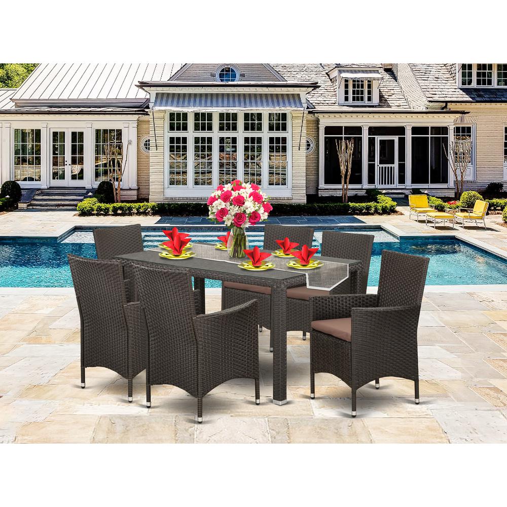 Wicker Patio Set Dark Brown MAVL7-63S By East West Furniture | Outdoor Dining Sets | Modishstore