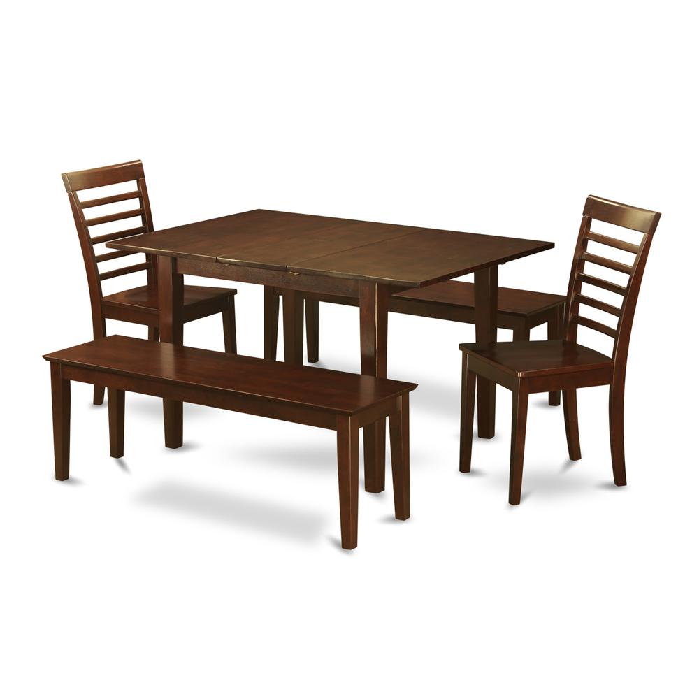 5 Pc Small Kitchen Table Set-Small Tables And 2 Kitchen Chairs And 2 Benches By East West Furniture | Dining Sets | Modishstore - 2