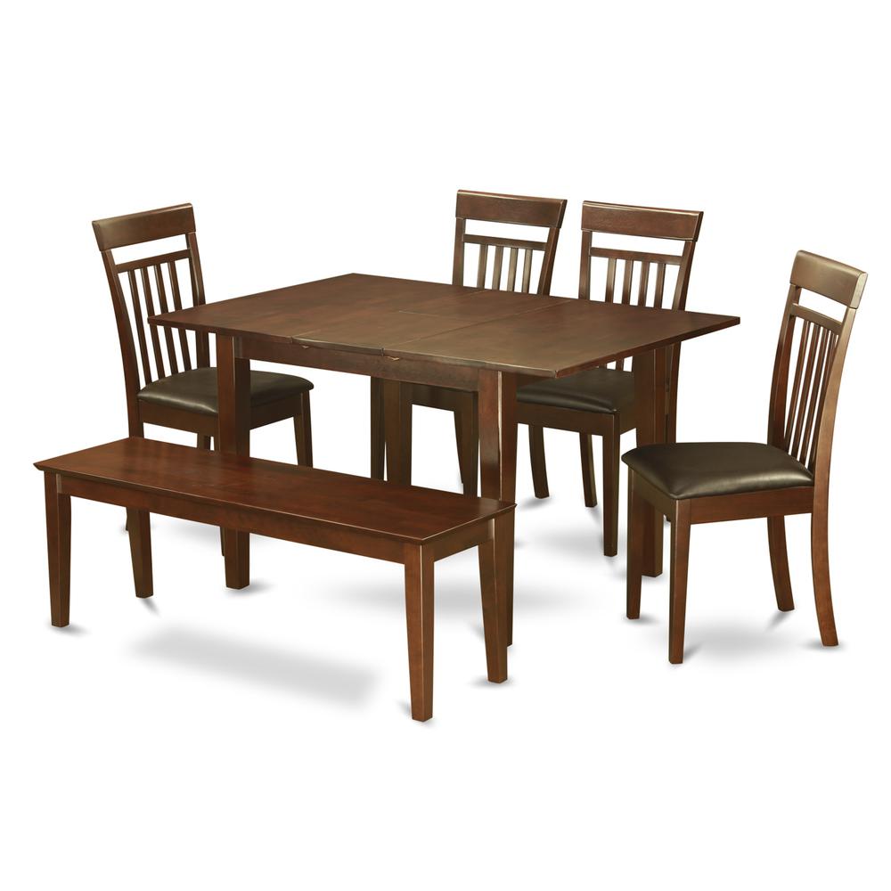 6 Pc Dinette Set For Small Spaces-Kitchen Table And 4 Dining Chairs And Bench By East West Furniture | Dining Sets | Modishstore - 2