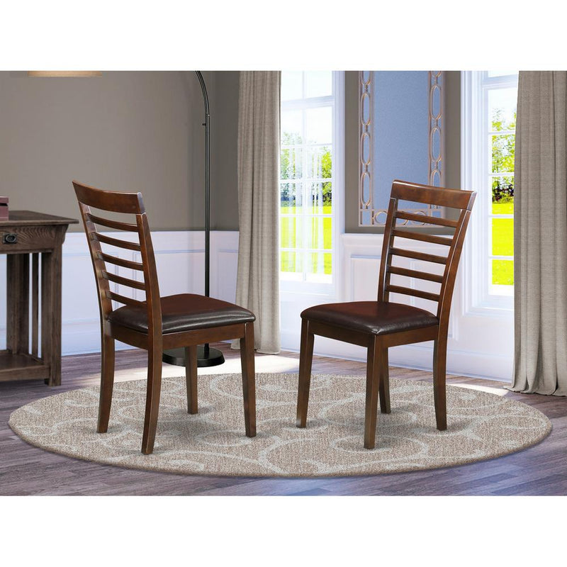 Milan Kitchen Chair With Faux Leather Seat - Mahogany Finish, Set Of 2 By East West Furniture | Dining Chairs | Modishstore