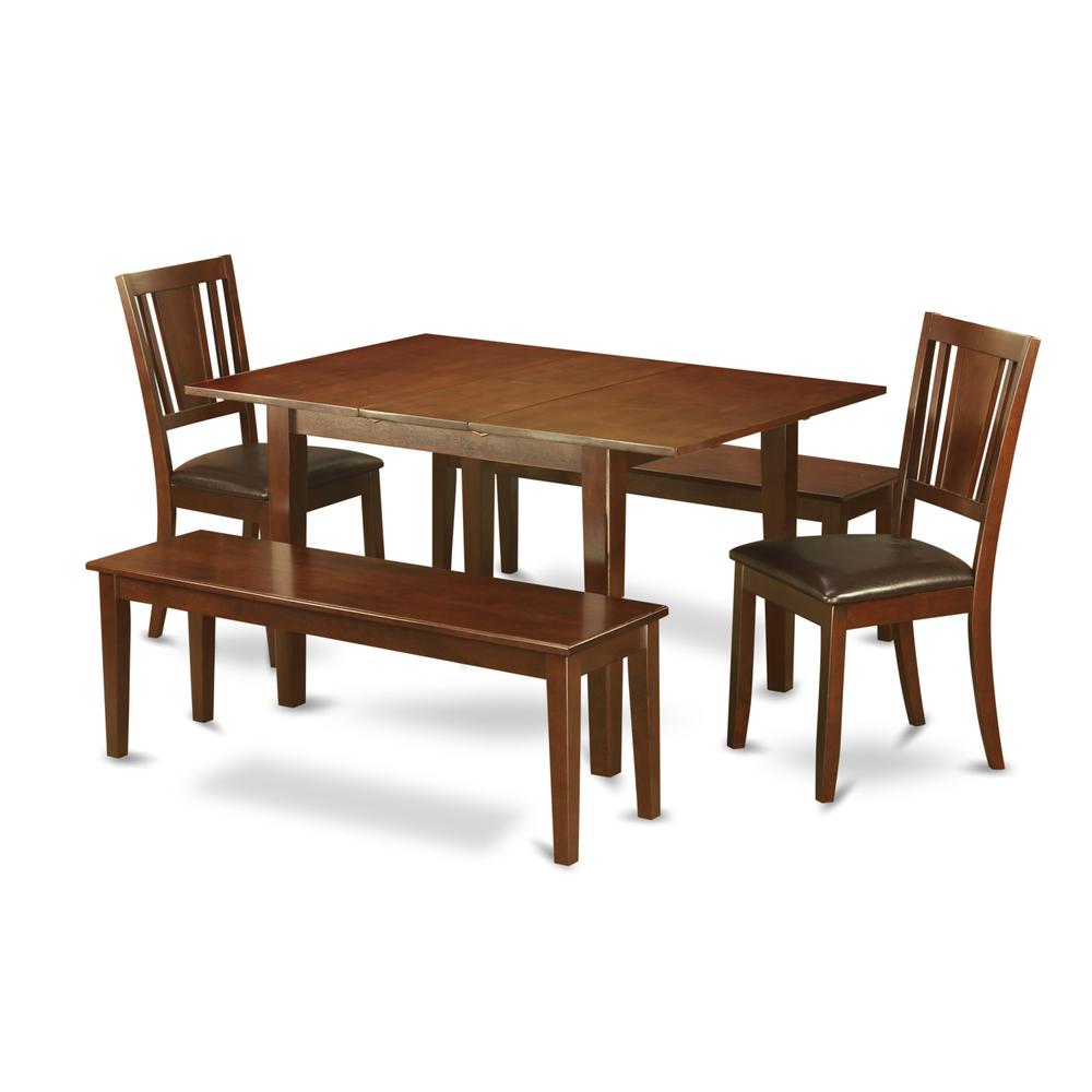 5 Pc Kitchen Dinette Set-Small Dining Tables Plus 2 Dining Chairs And 2 Benches By East West Furniture | Dining Sets | Modishstore - 2