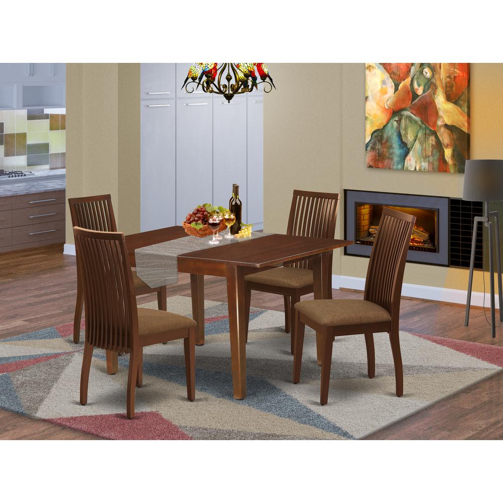Dining Room Set Mahogany MLIP5-MAH-C By East West Furniture | Dining Sets | Modishstore