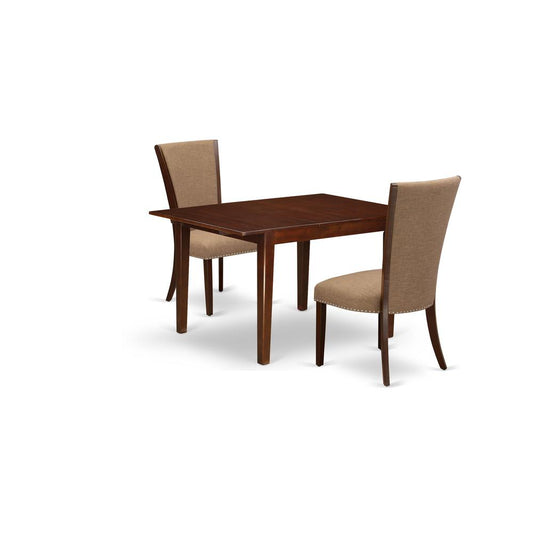 A Kitchen Dining Table Set Of Two Fantastic Kitchen Chairs Using Linen Fabric Light Sable Color And An Attractive 12 Butterfly Leaf Rectangle Kitchen Table In Mahog" And Dining Tables By East West Furniture | Dining Sets | Modishstore